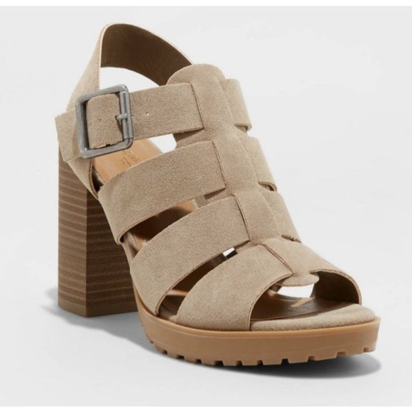 Universal Thread Shoes - Universal Thread Anastasia Fisherman Womens Heel Size 10 Pump Sandal Taupe Brown